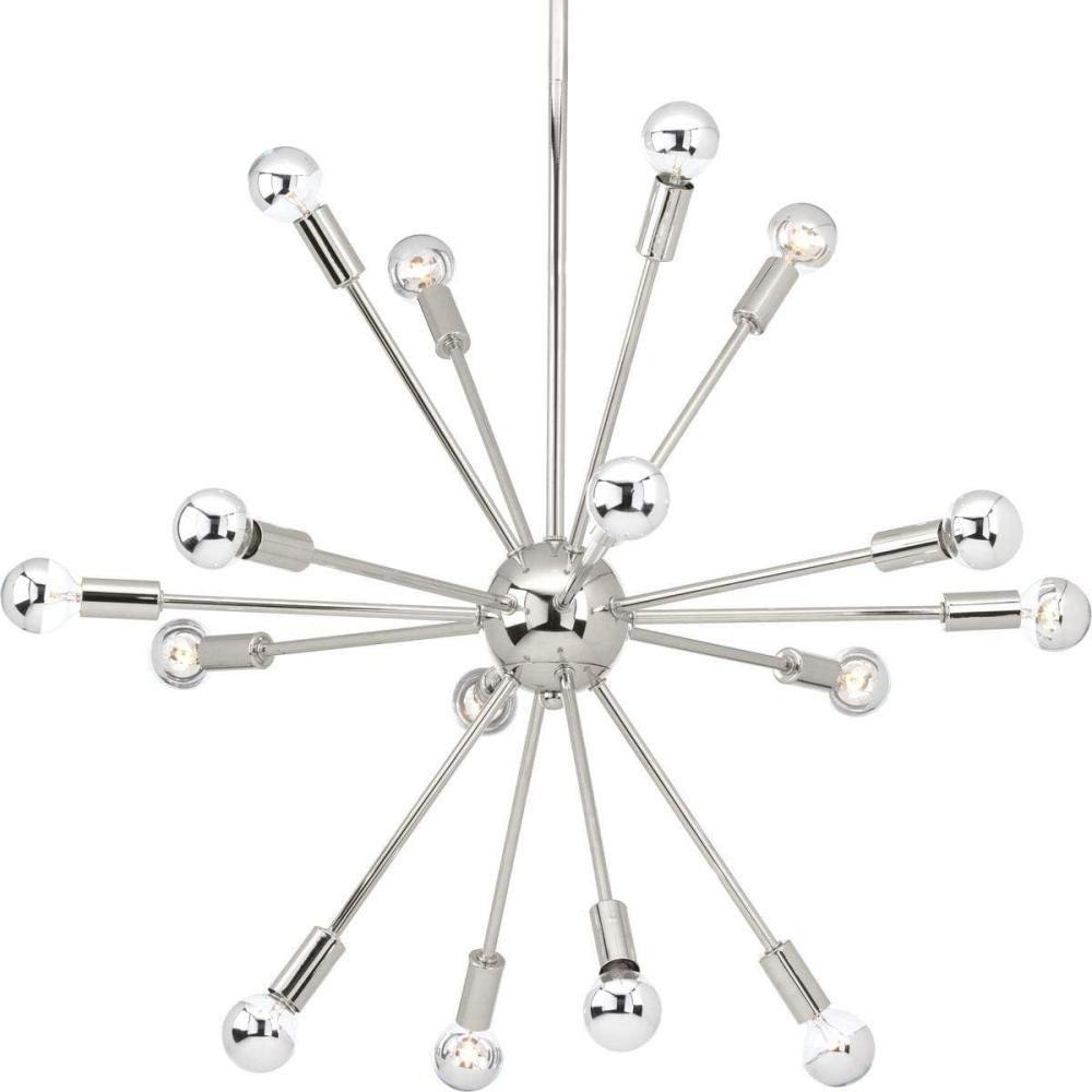 image:imageProgress Lighting Ion Collection 16Light MidCentury Modern Chandelier Light Polished NickelPolished Nickel