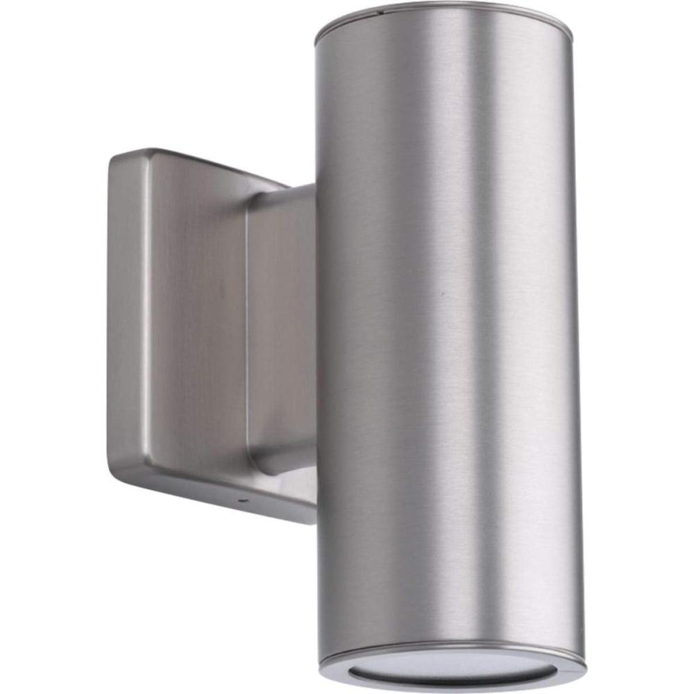 image:imageProgress Lighting P56300114730K Cylinders Collection 3 LED Modern Outdoor Small UpDown Wall Lantern Light 313 Inch Diameter Satin NickelSatin Nickel