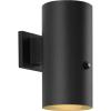 Progress Lighting 1-Light 6-Inch Black Modern Outdoor LED Small Wall Lantern Light with Photocell, Cylinder Collection, Indoor & Outdoor, P550103-031-30, Black