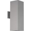 Progress Lighting 6-Inch Square Cylinder Outdoor LED Wall Sconce, 2-Light Modern Wall Mount LED Up and Down Lights, Interior and Exterior Lighting for Home or Porch, Aluminum, White (P5644-30-30K)(Gray)