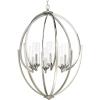 Progress Lighting Evoke Collection 6-Light Clear Glass Luxe Chandelier Light Polished Nickel(Polished Nickel)