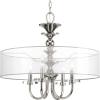 Progress Lighting Glimmer Collection 5-Light Silver Ridge Clear Glass Luxe Pendant Light