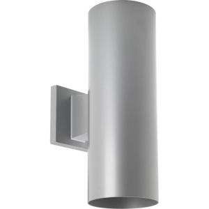 Progress Lighting 5-Inch Cylinder Outdoor LED Wall Sconce, 2-Light Modern Wall Mount LED Up and Down Lights, Interior and Exterior Lighting for Home or Porch, Aluminum, Metallic Gray (P5675-82/30K)