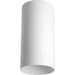 Progress Lighting 6-Inch Cylinder Outdoor Ceiling Light, 1-Light Modern Flush Mount Ceiling Light Fixture, Interior and Exterior Lighting for Home or Porch, Aluminum Construction, Bronze (P5741-20)(White)