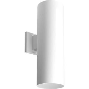 Progress Lighting 6-Inch Cylinder Outdoor LED Wall Sconce, 2-Light Modern Wall Mount LED Up and Down Lights, Interior and Exterior Lighting for Home or Porch, Aluminum, White (P5642-30/30K)