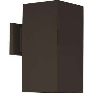 Progress Lighting 6-Inch Square Cylinder Outdoor LED Wall Sconce, 1-Light Modern Wall Mount LED Light, Interior and Exterior Lighting for Home or Porch, Aluminum, White (P5643-30-30K)(Antique Bronze)