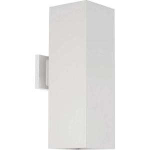Progress Lighting 6-Inch Square Cylinder Outdoor LED Wall Sconce, 2-Light Modern Wall Mount LED Up and Down Lights, Interior and Exterior Lighting for Home or Porch, Aluminum, White (P5644-30-30K)(White)