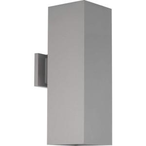 Progress Lighting 6-Inch Square Cylinder Outdoor LED Wall Sconce, 2-Light Modern Wall Mount LED Up and Down Lights, Interior and Exterior Lighting for Home or Porch, Aluminum, White (P5644-30-30K)(Gray)