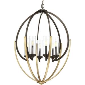 Progress Lighting Evoke Collection 6-Light Clear Glass Luxe Chandelier Light Polished Nickel(Bronze)