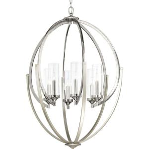 Progress Lighting Evoke Collection 6-Light Clear Glass Luxe Chandelier Light Polished Nickel(Polished Nickel)