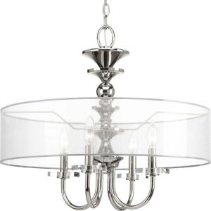 Progress Lighting Glimmer Collection 5-Light Silver Ridge Clear Glass Luxe Pendant Light