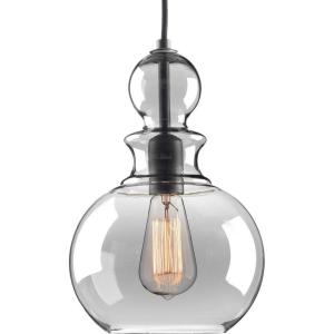 Progress Lighting Opal Globes Collection 1-Light White Glass Modern Pendant Light(Black)