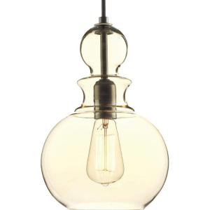 Progress Lighting Opal Globes Collection 1-Light White Glass Modern Pendant Light(Bronze)