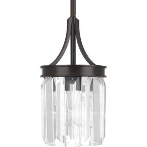 Progress Lighting P5320-134 Glimmer One-Light Mini-Pendant, Silver Ridge(Antique Bronze)