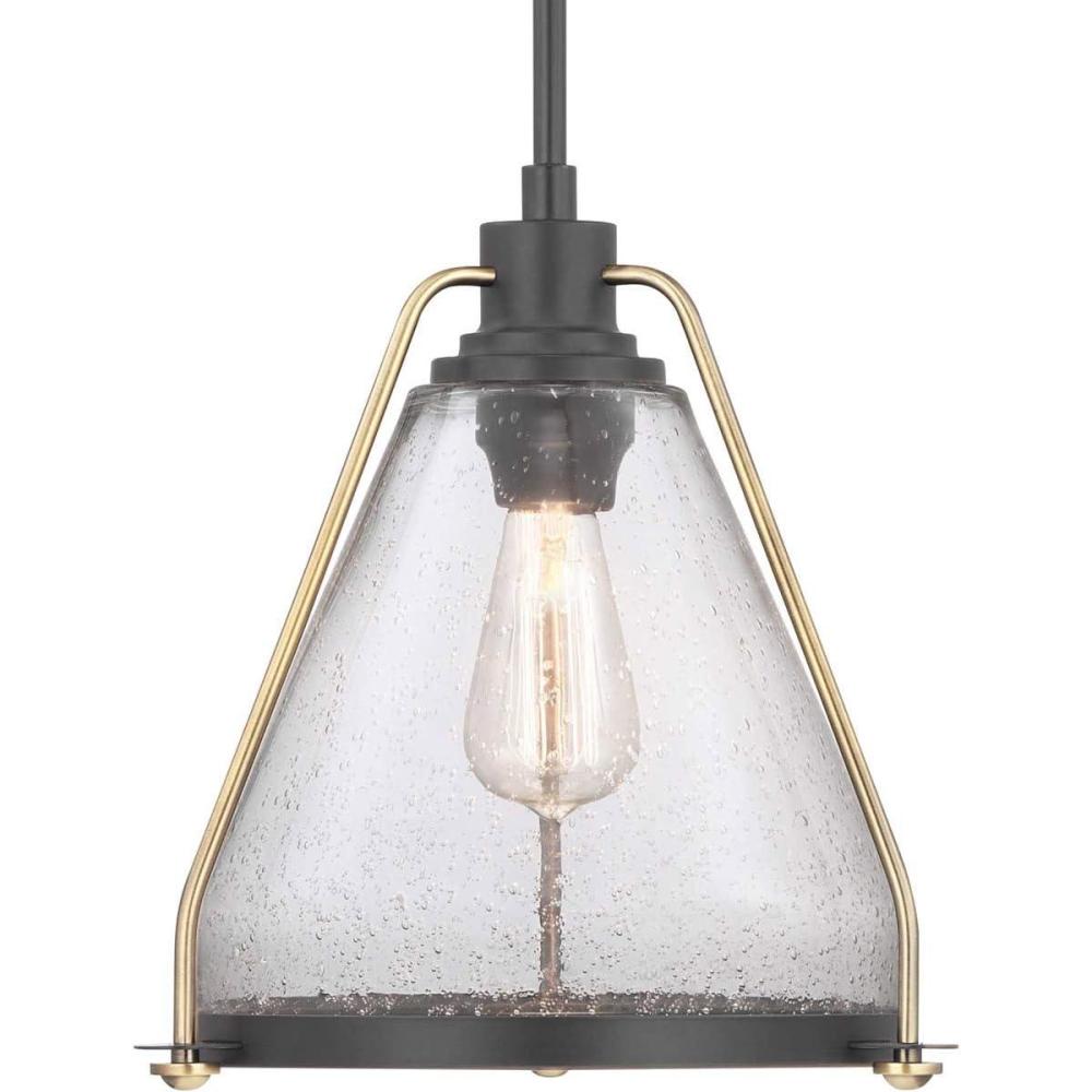 image:imageProgress Lighting Range Collection 1Light Clear Seeded Glass Coastal Pendant Light Antique Bronze