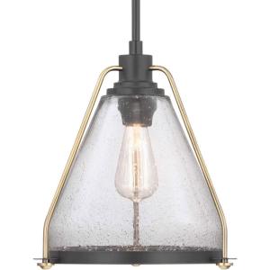 Progress Lighting Range Collection 1-Light Clear Seeded Glass Coastal Pendant Light Antique Bronze