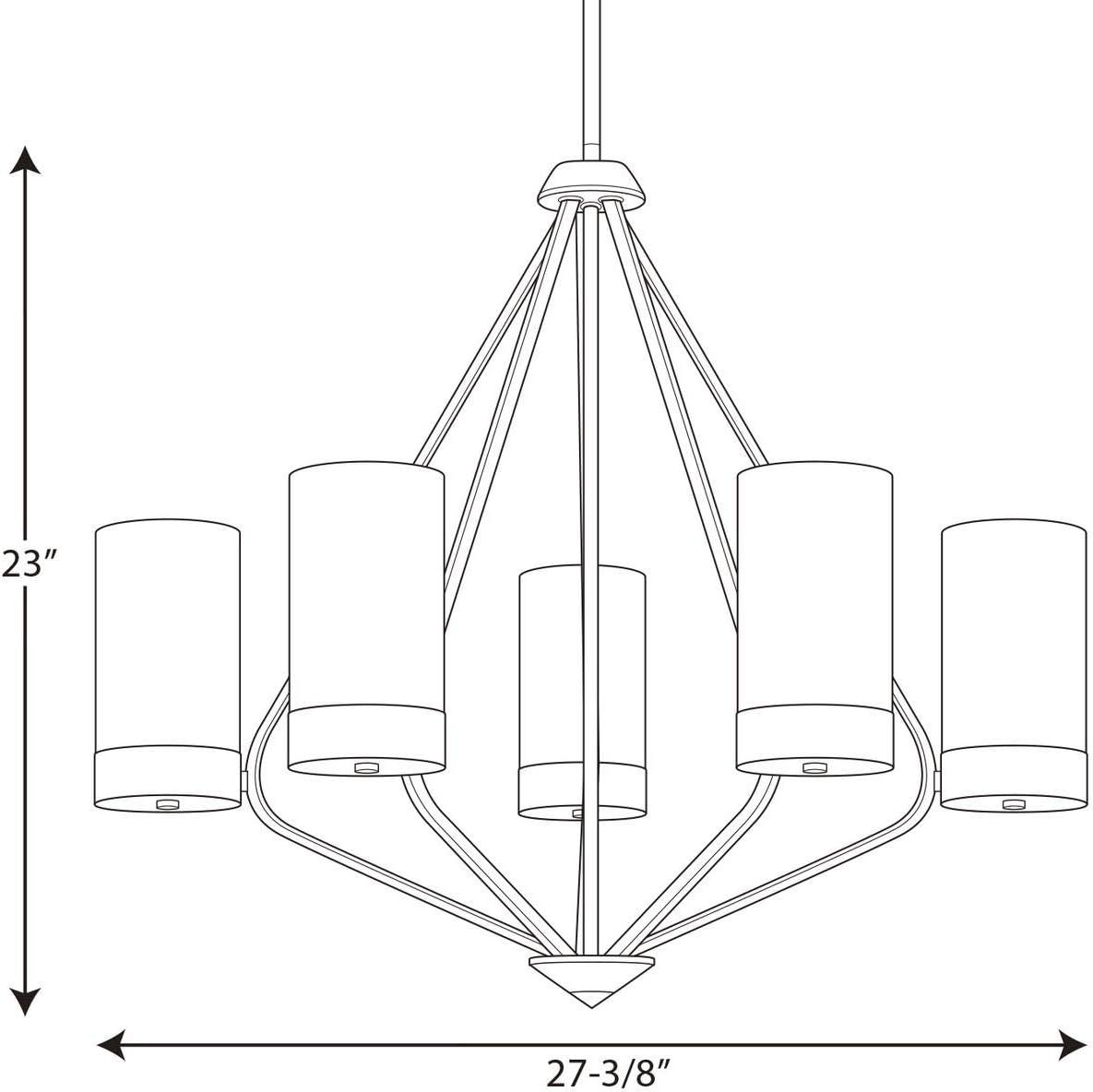 image:imageProgress Lighting Elevate Collection 5Light Etched White Glass MidCentury Modern Chandelier Light Brushed BronzeBrushed Bronze