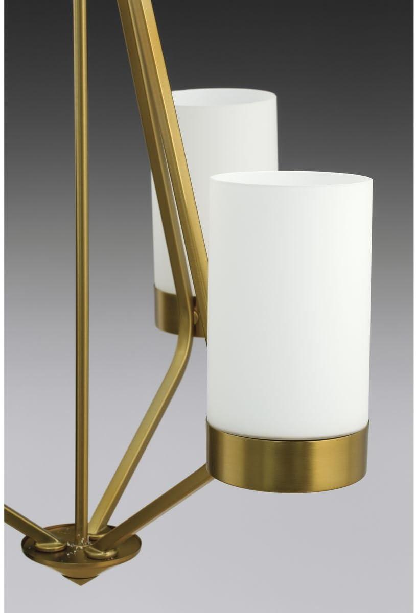 image:imageProgress Lighting Elevate Collection 5Light Etched White Glass MidCentury Modern Chandelier Light Brushed BronzeBrushed Bronze