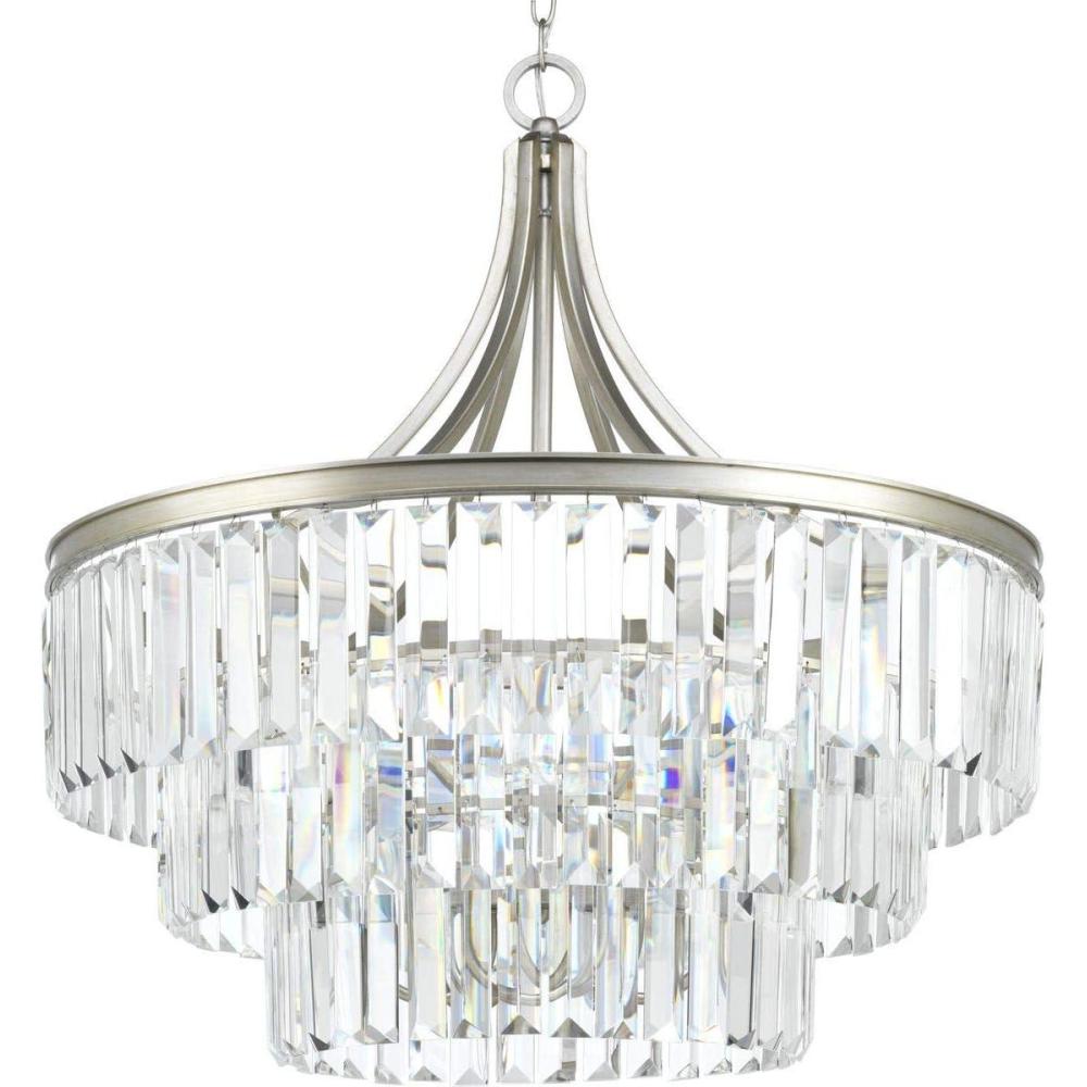 image:imageProgress Lighting Glimmer Collection 6Light Clear Glass Luxe Pendant Light Antique BronzeGray