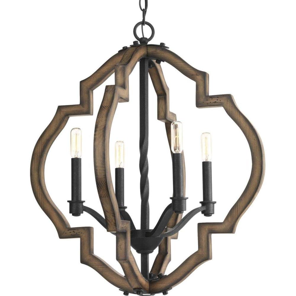 image:imageProgress Lighting Spicewood Collection 4Light Farmhouse Chandelier Light Gilded Iron Black
