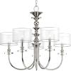 Progress Lighting Marche Collection 5-Light Grey Mylar Shade Luxe Chandelier Light Polished Nickel
