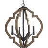 Progress Lighting Spicewood Collection 4-Light Farmhouse Chandelier Light Gilded Iron Black