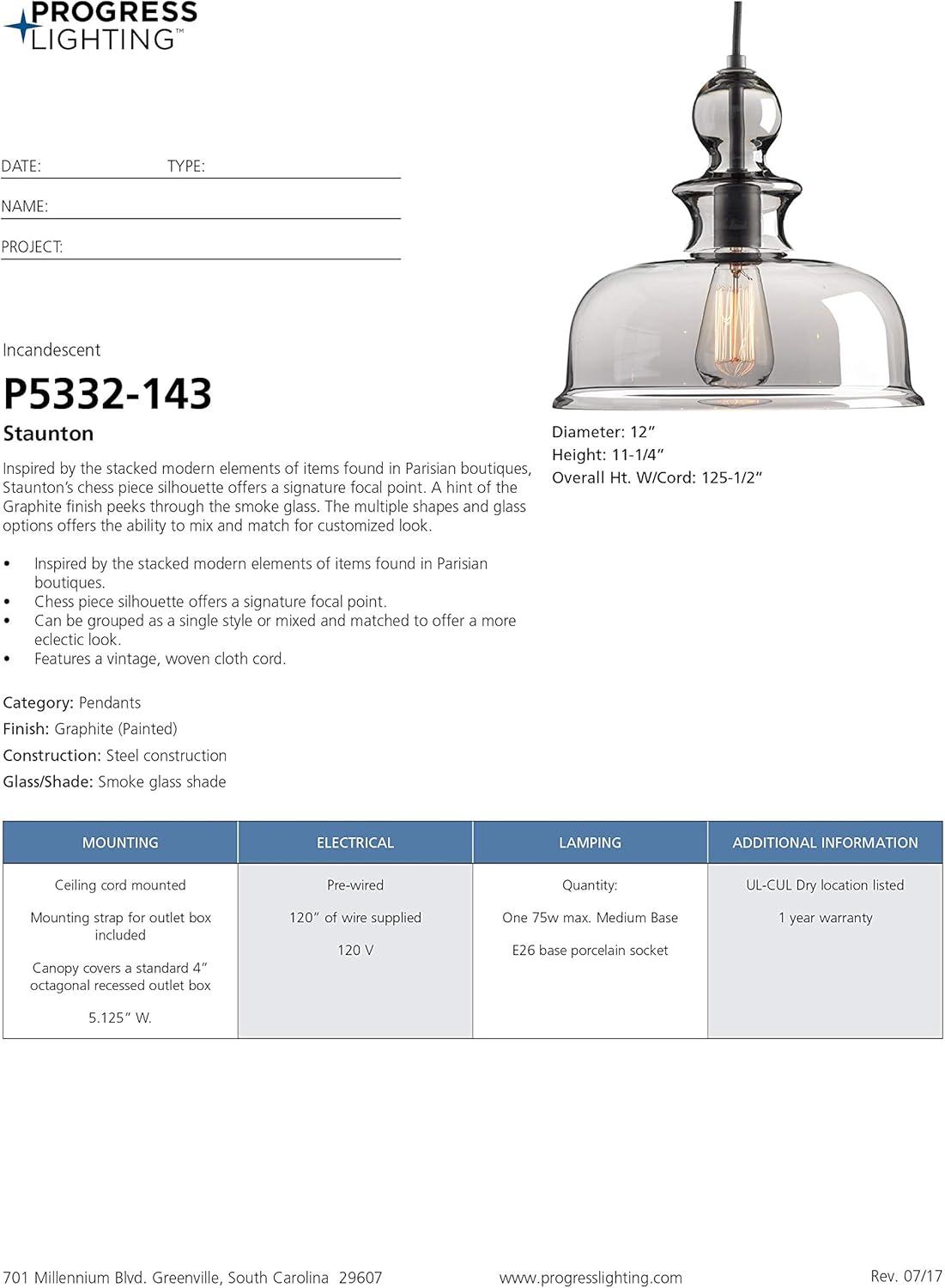 image:imageProgress Lighting Conestee Collection 6Light Graphite Farmhouse Pendant LightBlack