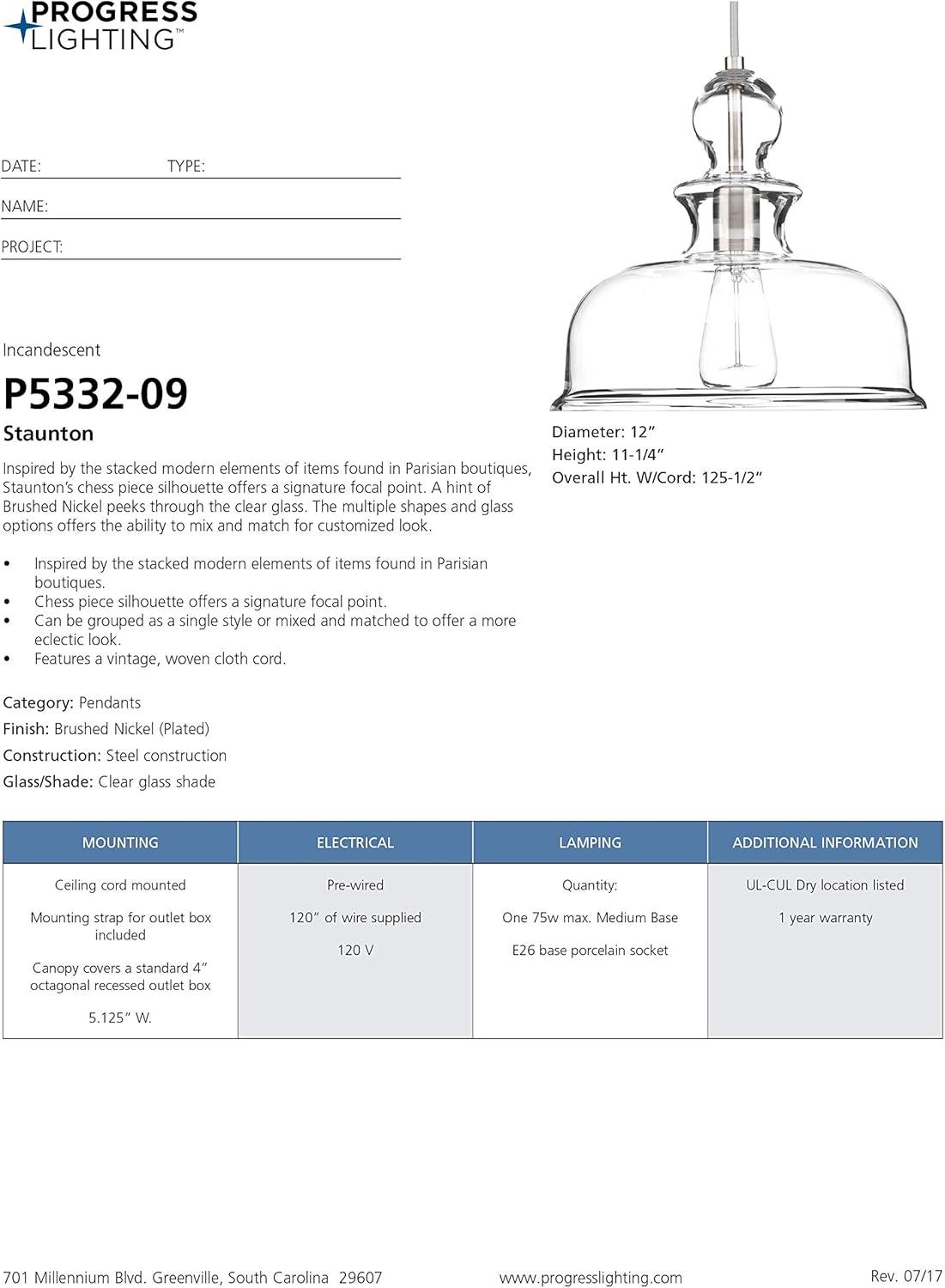 image:imageProgress Lighting Conestee Collection 6Light Graphite Farmhouse Pendant LightNickel