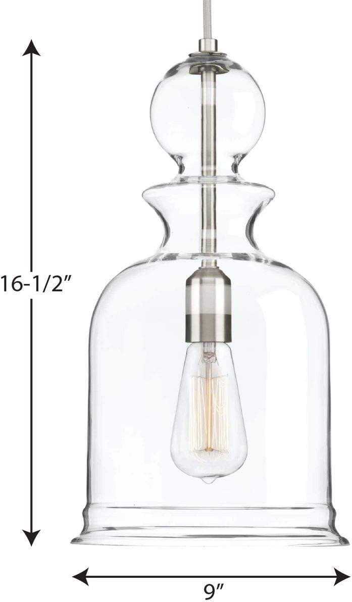 image:imageStaunton Collection 1Light Clear Glass Global Pendant Light Brushed NickelNickel