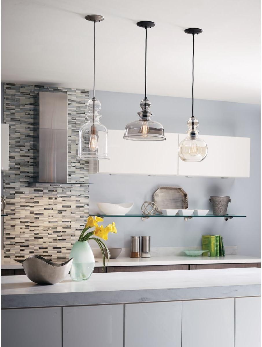 image:imageStaunton Collection 1Light Clear Glass Global Pendant Light Brushed NickelNickel