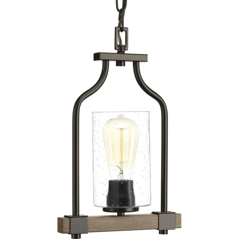 image:imageProgress Lighting Barnes Mill Collection 1Light Clear Seeded Glass Farmhouse MiniPendant Light Antique Bronze