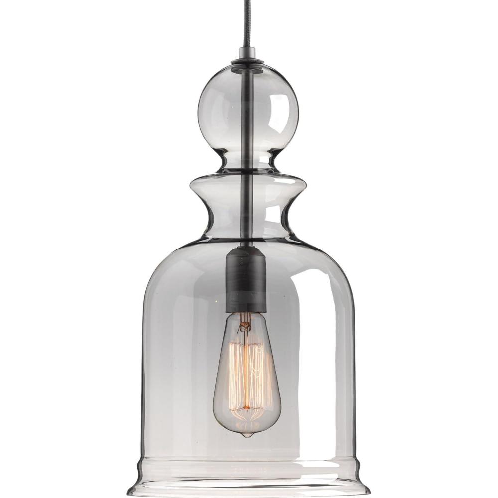 image:imageStaunton Collection 1Light Clear Glass Global Pendant Light Brushed NickelBlack