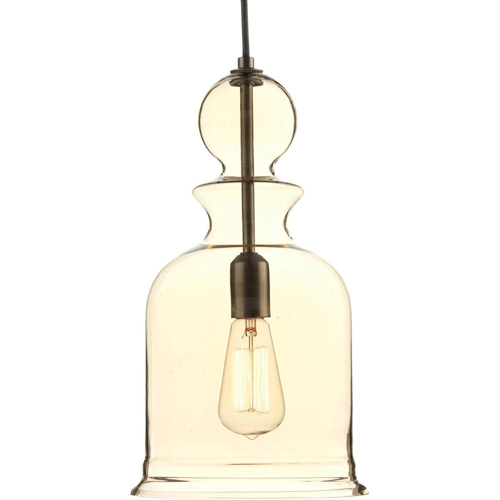 image:imageStaunton Collection 1Light Clear Glass Global Pendant Light Brushed NickelBronze