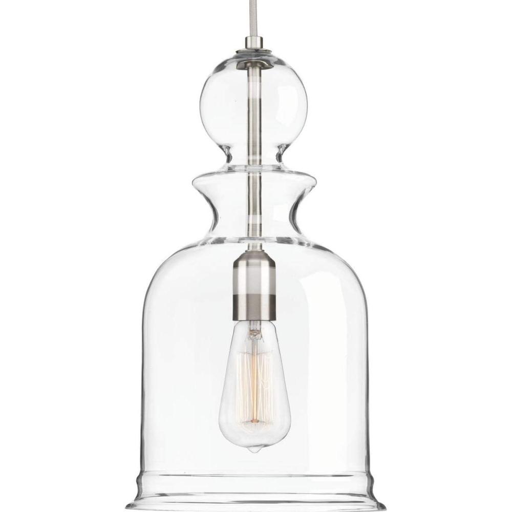image:imageStaunton Collection 1Light Clear Glass Global Pendant Light Brushed NickelNickel