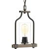 Progress Lighting Barnes Mill Collection 1-Light Clear Seeded Glass Farmhouse Mini-Pendant Light Antique Bronze
