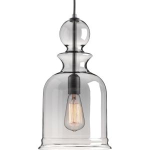 Staunton Collection 1-Light Clear Glass Global Pendant Light Brushed Nickel(Black)