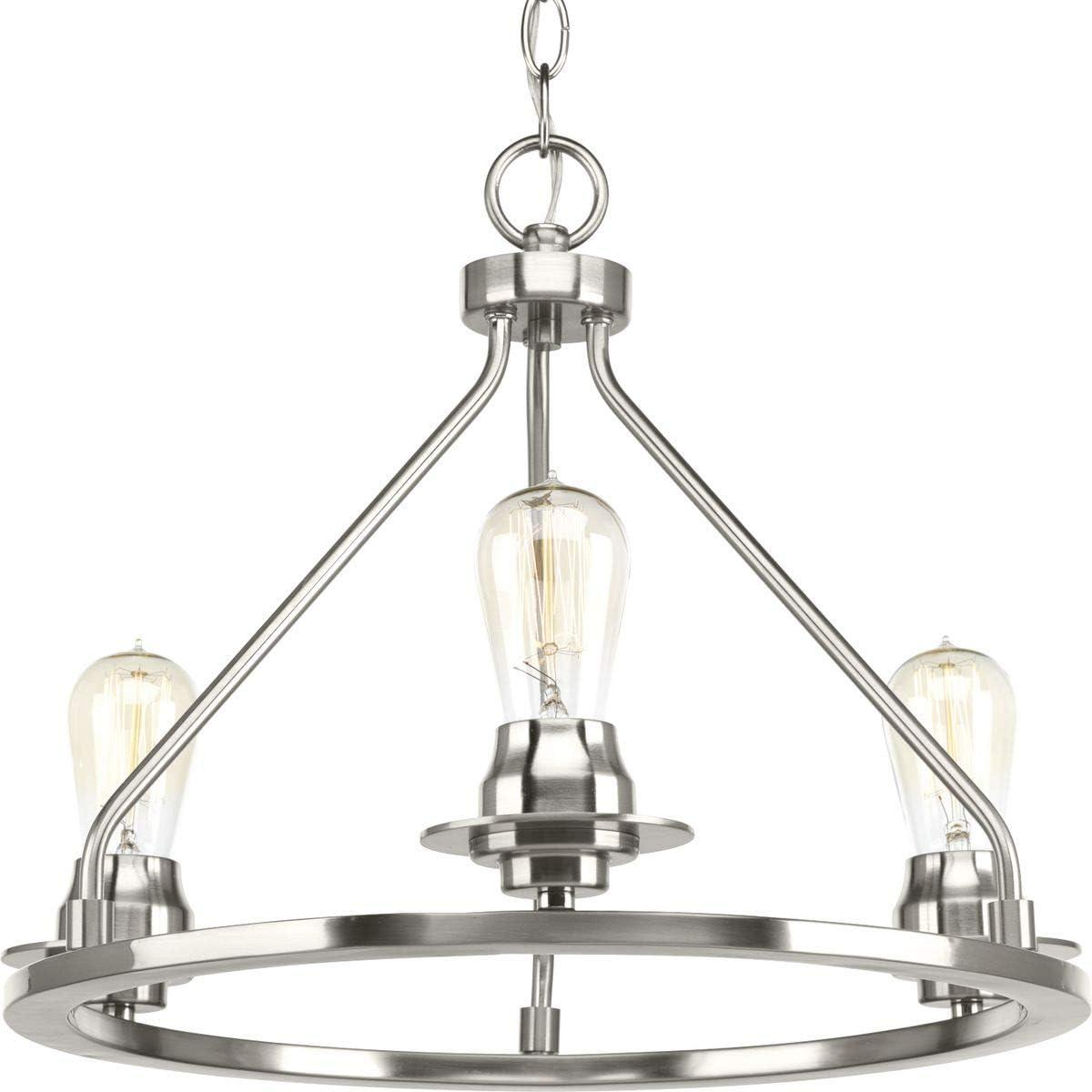 image:imageProgress Lighting Debut Collection 3Light Farmhouse Chandelier Light Brushed NickelNickel