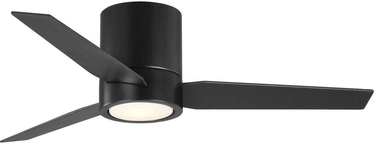 image:imageProgress Lighting Braden Collection 44Inch Reversible WhiteNatural Cherry 3Blade Matte White LED MidCentury Modern Indoor Hugger Ceiling FanBlack