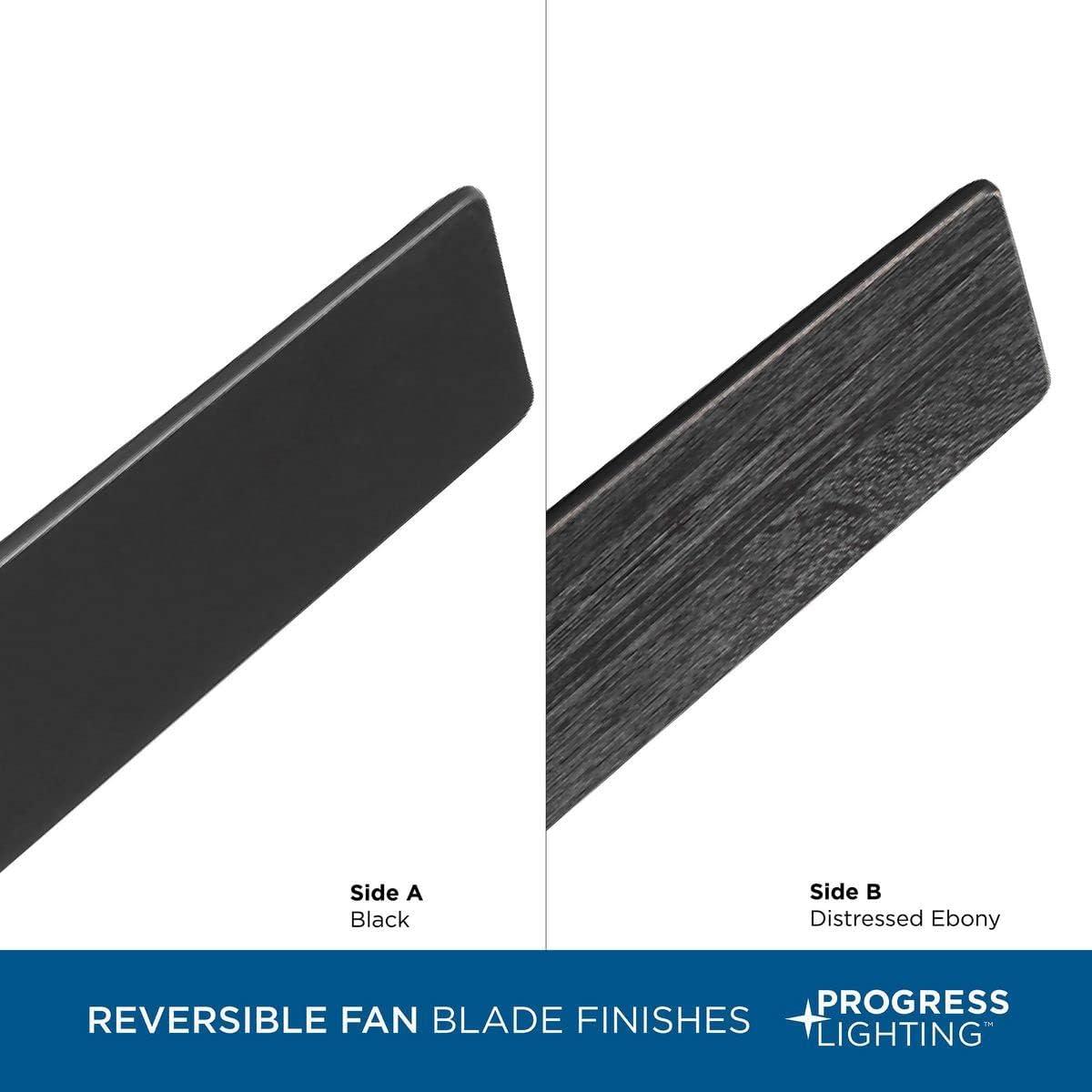image:imageProgress Lighting Braden Collection 44Inch Reversible WhiteNatural Cherry 3Blade Matte White LED MidCentury Modern Indoor Hugger Ceiling FanBlack