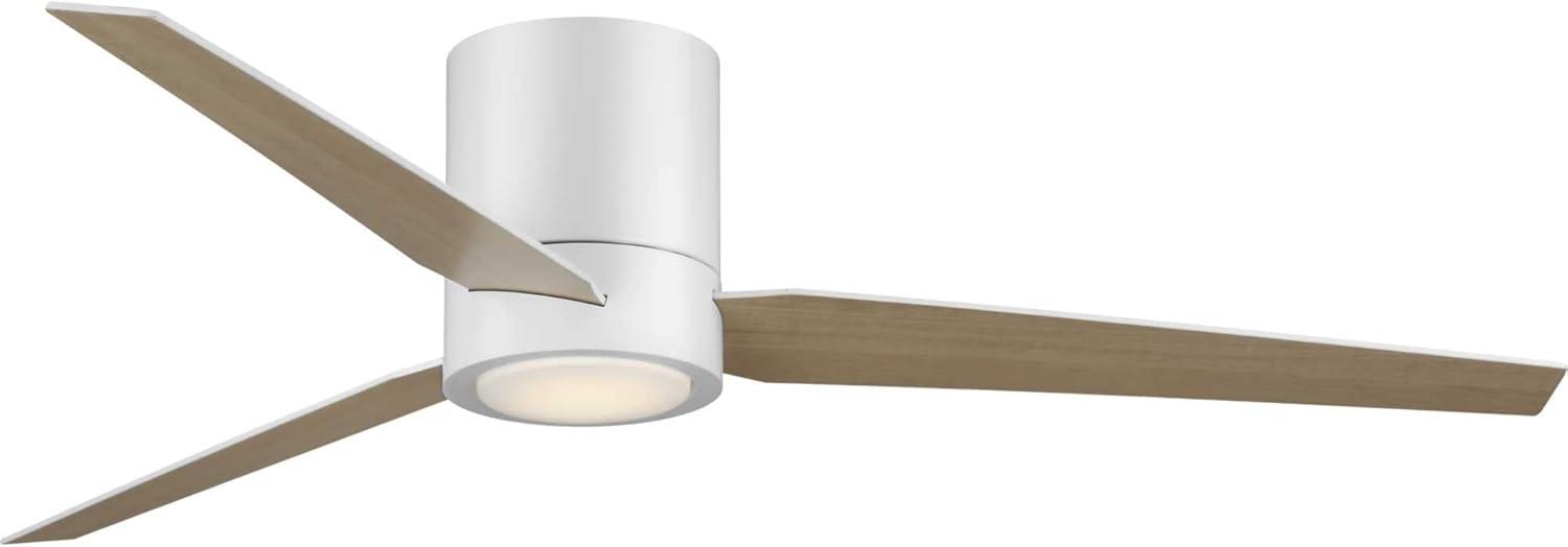 image:imageProgress Lighting Braden Collection 44Inch Reversible WhiteNatural Cherry 3Blade Matte White LED MidCentury Modern Indoor Hugger Ceiling FanChrome