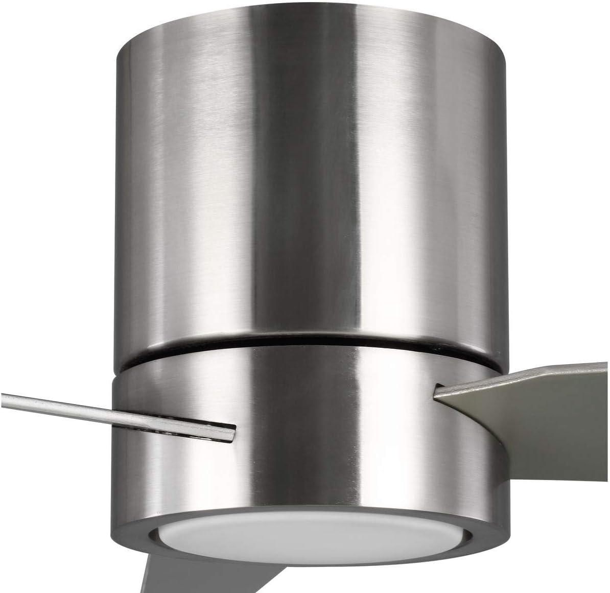 image:imageProgress Lighting Braden Collection 44Inch Reversible WhiteNatural Cherry 3Blade Matte White LED MidCentury Modern Indoor Hugger Ceiling FanNickel