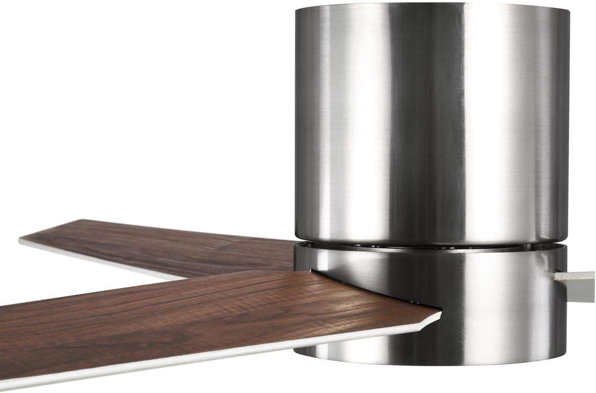 image:imageProgress Lighting Braden Collection 44Inch Reversible WhiteNatural Cherry 3Blade Matte White LED MidCentury Modern Indoor Hugger Ceiling FanNickel