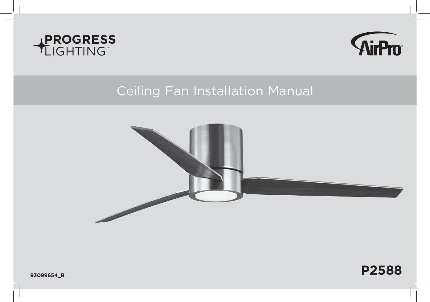 image:imageProgress Lighting Braden Collection 44Inch Reversible WhiteNatural Cherry 3Blade Matte White LED MidCentury Modern Indoor Hugger Ceiling FanNickel
