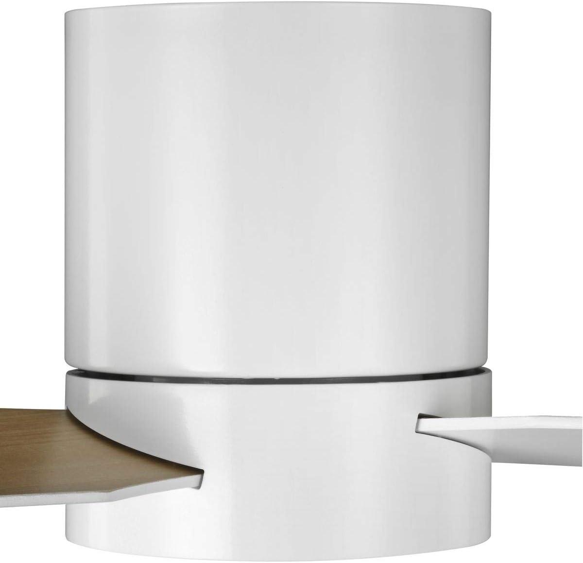 image:imageProgress Lighting Braden Collection 44Inch Reversible WhiteNatural Cherry 3Blade Matte White LED MidCentury Modern Indoor Hugger Ceiling FanWhite