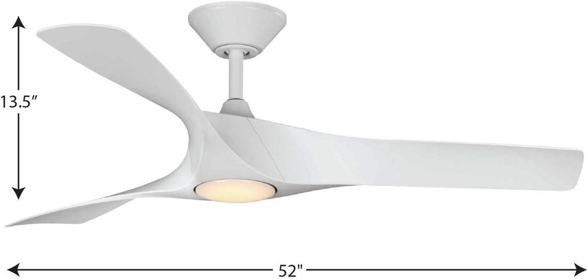 image:imageProgress Lighting Ryne Collection 52Inch 3Blade Woodgrain LED DC Motor Transitional IndoorOutdoor Ceiling Fan BrownWhite