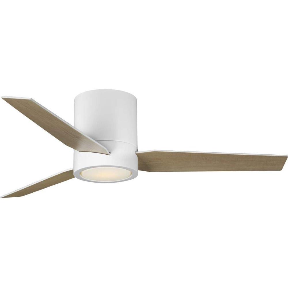 image:imageProgress Lighting Braden Collection 44Inch Reversible WhiteNatural Cherry 3Blade Matte White LED MidCentury Modern Indoor Hugger Ceiling FanWhite