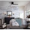 Progress Lighting Braden Collection 44-Inch Reversible White/Natural Cherry 3-Blade Matte White LED Mid-Century Modern Indoor Hugger Ceiling Fan(Black)