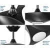 Progress Lighting Ryne Collection 52-Inch 3-Blade Woodgrain LED DC Motor Transitional Indoor/Outdoor Ceiling Fan, Brown(Matte Black)