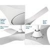 Progress Lighting Ryne Collection 52-Inch 3-Blade Woodgrain LED DC Motor Transitional Indoor/Outdoor Ceiling Fan, Brown(White)