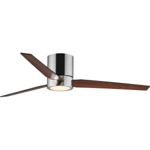 Progress Lighting Braden Collection 44-Inch Reversible White/Natural Cherry 3-Blade Matte White LED Mid-Century Modern Indoor Hugger Ceiling Fan(Chrome)